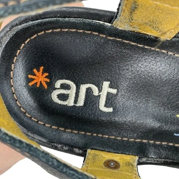 Art Heel Womens 8.5 Black Colorful Shoes Pumps Eclectic Bohemian Open Toe