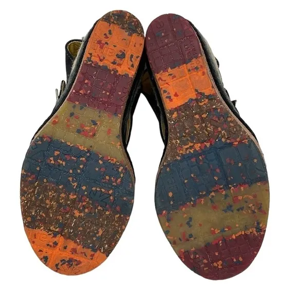 Art Heel Womens 8.5 Black Colorful Shoes Pumps Eclectic Bohemian Open Toe