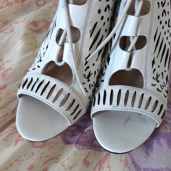 Artelier White Bridal Nicole Miller Wedge Sandals