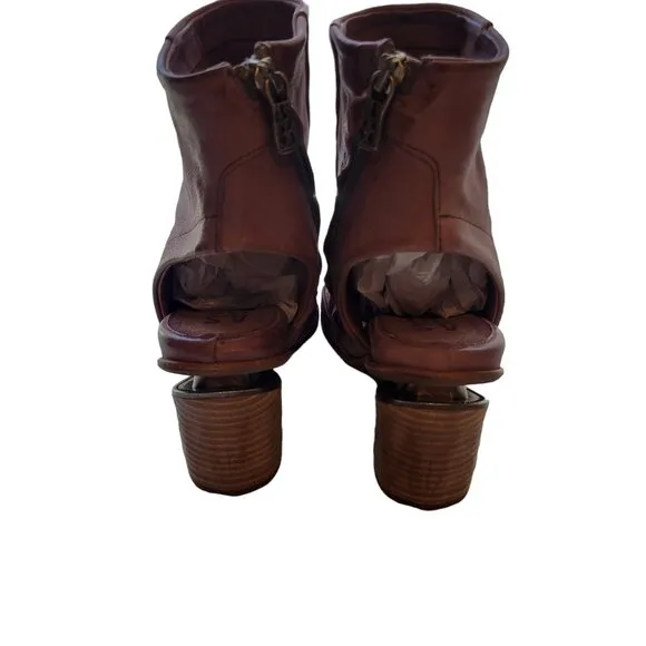 A.S.98 Mauve Open Toe Booties Size 37