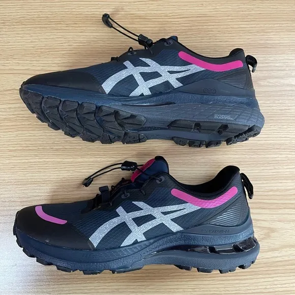 👟👟👟Asics Gel Kayano 28 Shoes Women 9 Pink black Navy. Quick laces.