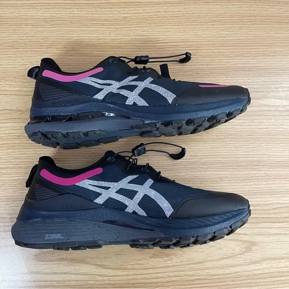 👟👟👟Asics Gel Kayano 28 Shoes Women 9 Pink black Navy. Quick laces.