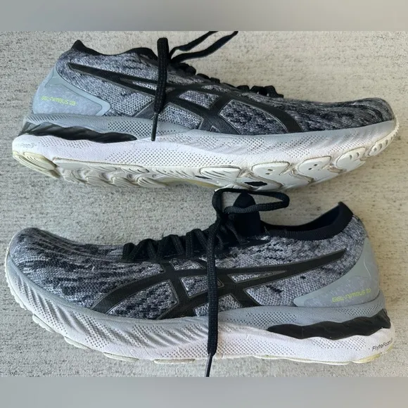 Asics Gel Nimbus 23 Knit Sheet Rock Gray Black Running Shoe 1011B008 Size 12 VGC