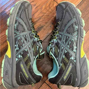 Asics Gel Venture 8.5 Wide Womens‎ Running Hiking Trail Shoes Black Blue - T7G6N