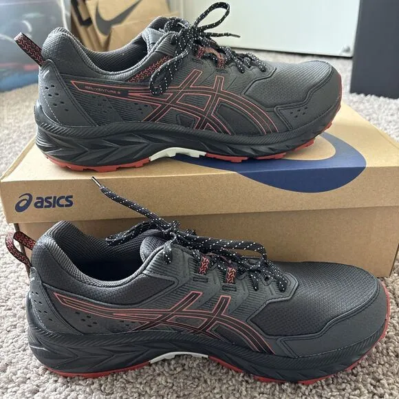 ASICS Gel-Venture 9 Shoes Men Size 11.5 Extra Wide Gray Red Trail Running Hiking
