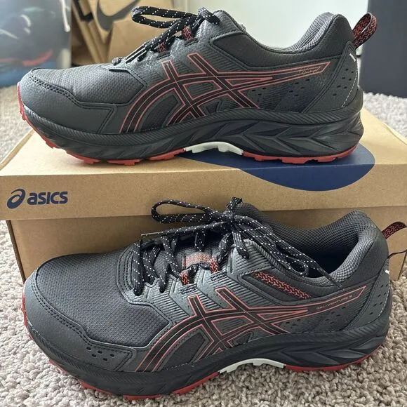 ASICS Gel-Venture 9 Shoes Men Size 11.5 Extra Wide Gray Red Trail Running Hiking