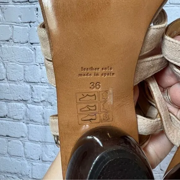 Audley neutral leather teapot lucite ball heel sandals size 36 NEW