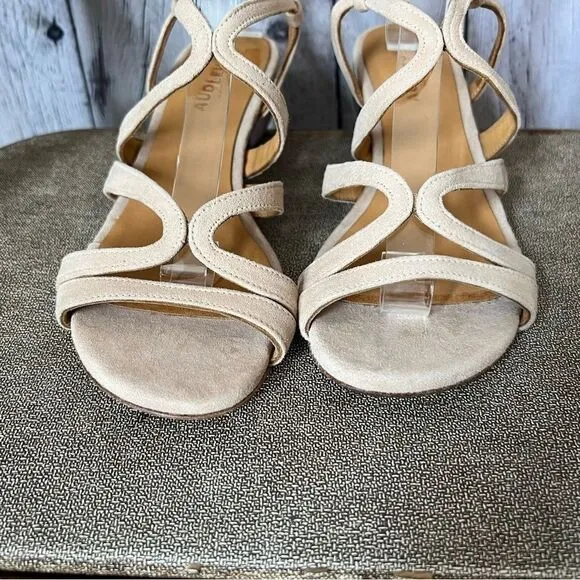 Audley neutral leather teapot lucite ball heel sandals size 36 NEW