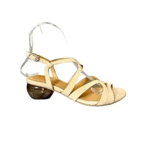 Audley neutral leather teapot lucite ball heel sandals size 36 NEW