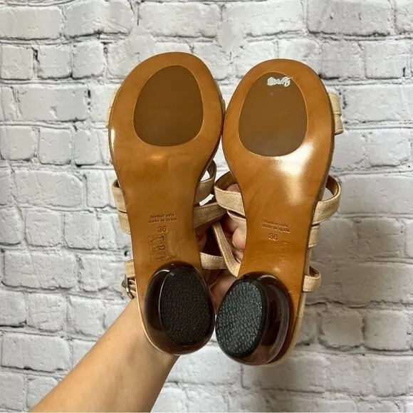 Audley neutral leather teapot lucite ball heel sandals size 36 NEW