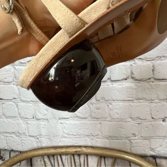Audley neutral leather teapot lucite ball heel sandals size 36 NEW
