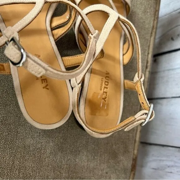Audley neutral leather teapot lucite ball heel sandals size 36 NEW