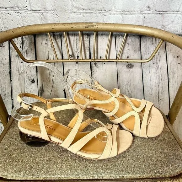 Audley neutral leather teapot lucite ball heel sandals size 36 NEW