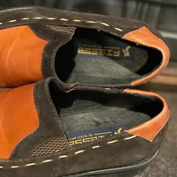 Aurelio Garcia Fiesso  Leather Suede Stitching Square Toe Slip On‎ Shoes Men's 8