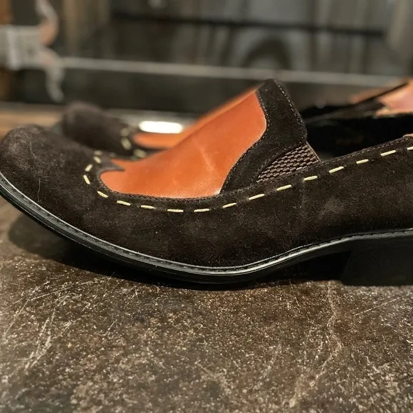Aurelio Garcia Fiesso  Leather Suede Stitching Square Toe Slip On‎ Shoes Men's 8
