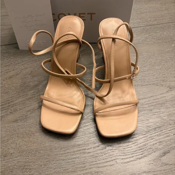 Australian brand COVET Shoes Elegant Tan Strappy Heels
