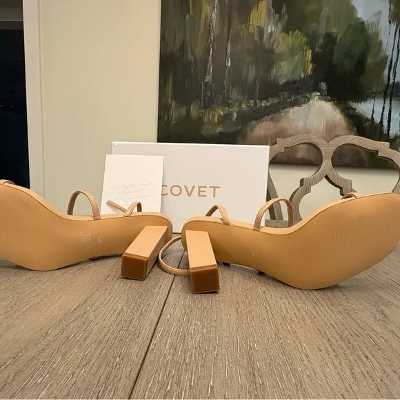 Australian brand COVET Shoes Elegant Tan Strappy Heels