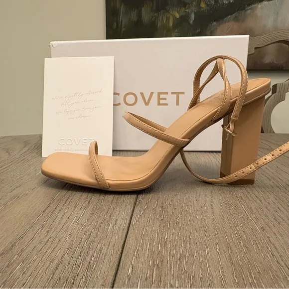Australian brand COVET Shoes Elegant Tan Strappy Heels
