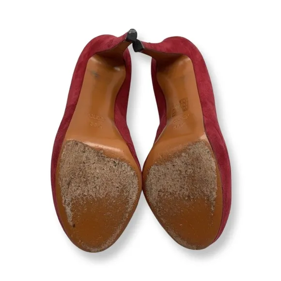 Authentic Gucci Kid Scamosciato Raspberry Red Italy Womens Heels Shoes SZ 38.5