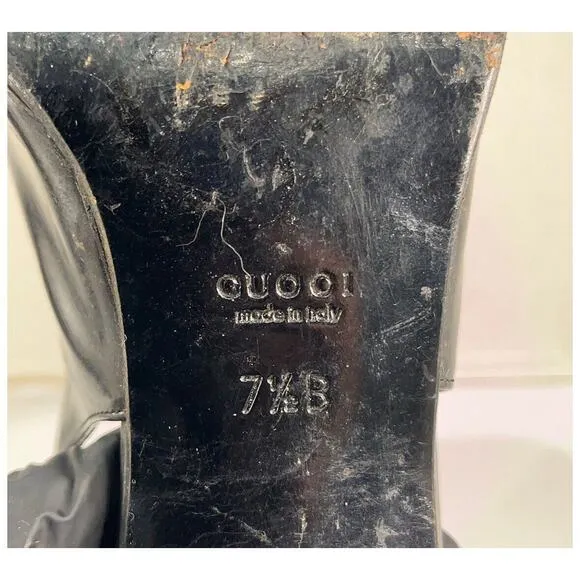 Authentic Vintage Gucci Slingback Black Open Toe Heels Size 7.5 Women’s