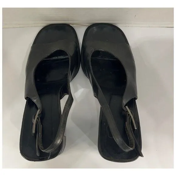 Authentic Vintage Gucci Slingback Black Open Toe Heels Size 7.5 Women’s