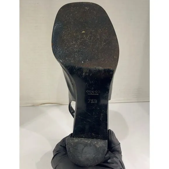 Authentic Vintage Gucci Slingback Black Open Toe Heels Size 7.5 Women’s