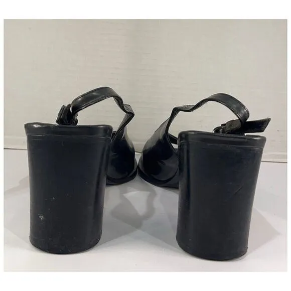 Authentic Vintage Gucci Slingback Black Open Toe Heels Size 7.5 Women’s