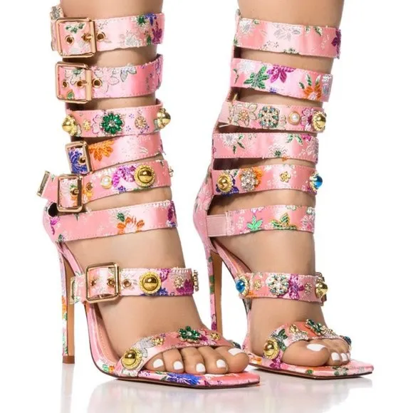 AZALEA WANG&quot; PASTEL PERFECTION BROCADE &quot; ENBODIED  GLADIATOR  / PINK (BRAND NEW!