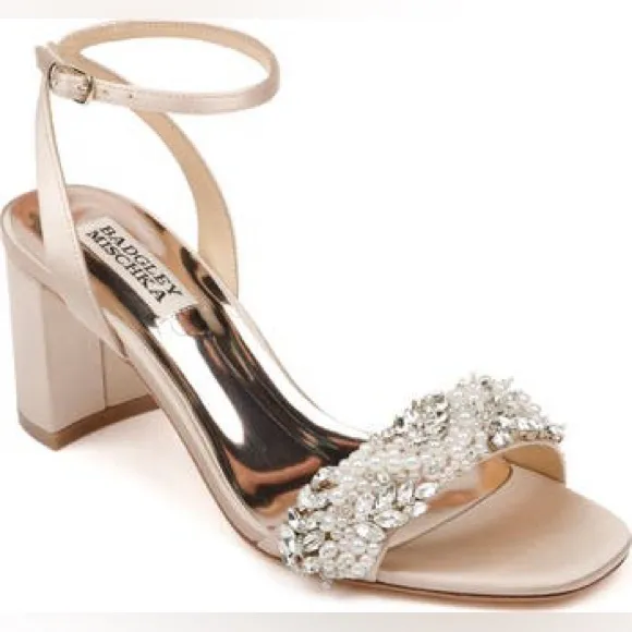 Badgely Mischka Clara Sandal 10 Blush Sandal Heel BHLDN Bridal