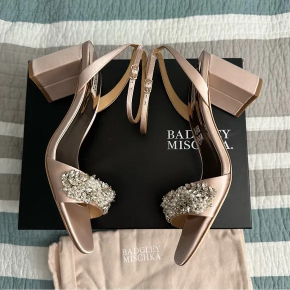 Badgely Mischka Clara Sandal 10 Blush Sandal Heel BHLDN Bridal