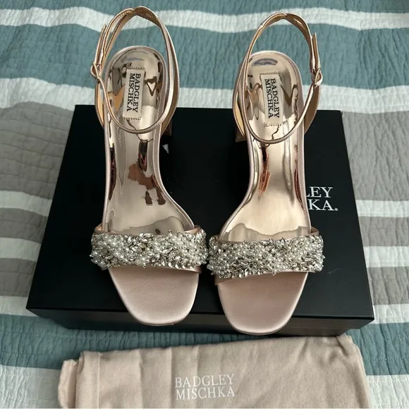 Badgely Mischka Clara Sandal 10 Blush Sandal Heel BHLDN Bridal