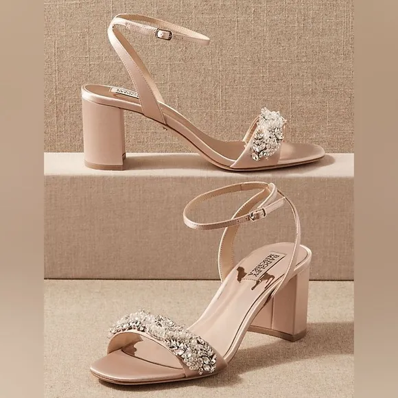 Badgely Mischka Clara Sandal 10 Blush Sandal Heel BHLDN Bridal