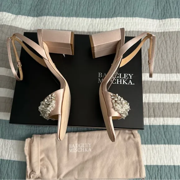 Badgely Mischka Clara Sandal 10 Blush Sandal Heel BHLDN Bridal