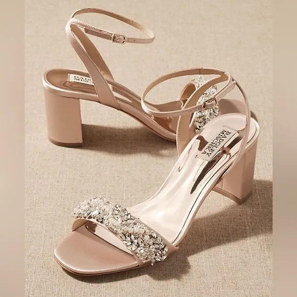 Badgely Mischka Clara Sandal 10 Blush Sandal Heel BHLDN Bridal