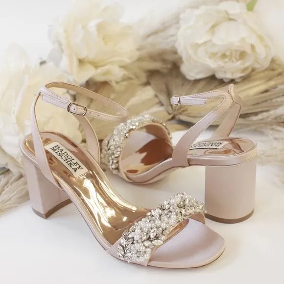 Badgely Mischka Clara Sandal 10 Blush Sandal Heel BHLDN Bridal