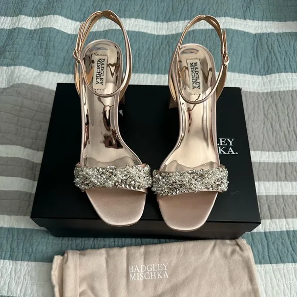 Badgely Mischka Clara Sandal 10 Blush Sandal Heel BHLDN Bridal