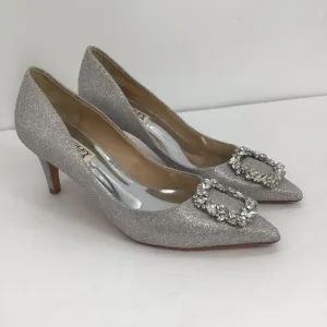 Badgley Mischka Carrie Rhinestone Metallic Heel Cocktail Party Silver Size 6.5