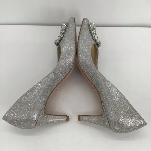 Badgley Mischka Carrie Rhinestone Metallic Heel Cocktail Party Silver Size 6.5