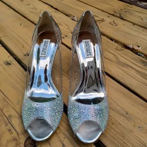 BADGLEY Mischka Crystal Embellished Heels Sz 10