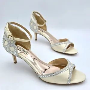 Badgley Mischka Gillian Ankle Strap Evening Shoes, Ivory, Women's Size 8