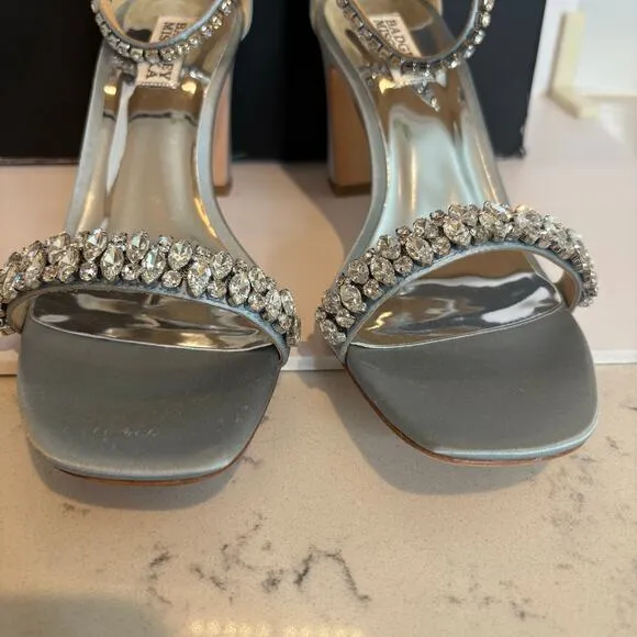 Badgley Mischka Harriet Blue Jeweled Ankle Strap Heel Womens Size 9