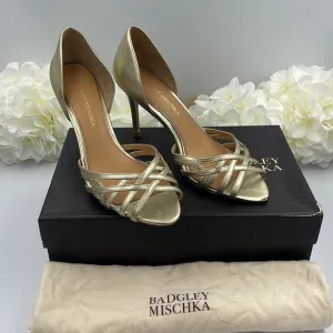 Badgley Mischka Kennedy Platino Leather Women's Bridal Evening Heels Sandals