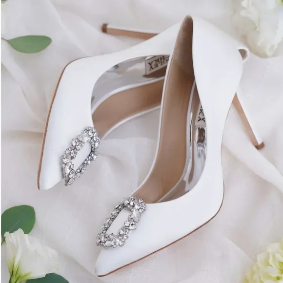 Badgley Mischka White Bridal Pumps