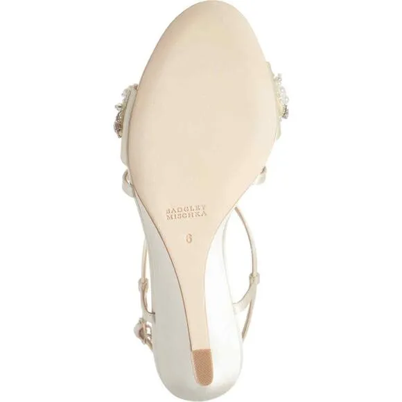 Badgley Mischka Women's Clarisa Embellished Wedge Sandal Ivory MP5243 Size 8.5