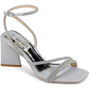 Badgley Mischka Womens Freedom Silver Open Toe Ankle Strap Heels Shoes NWT