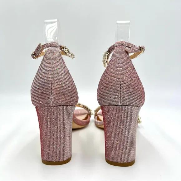 Badgley Mischka Womens Rose Harriet Block Heel Open Toe Dress Sandal Heels 7.5