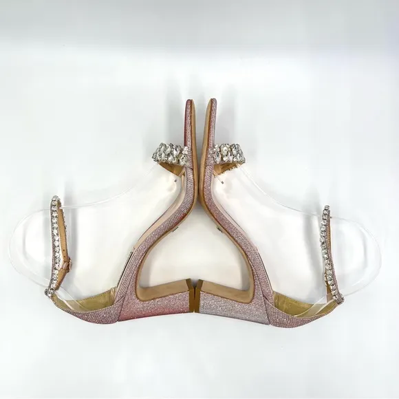 Badgley Mischka Womens Rose Harriet Block Heel Open Toe Dress Sandal Heels 7.5