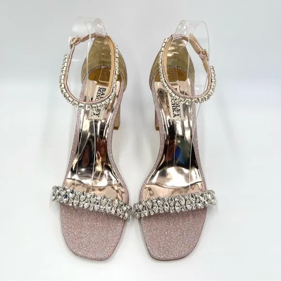 Badgley Mischka Womens Rose Harriet Block Heel Open Toe Dress Sandal Heels 7.5