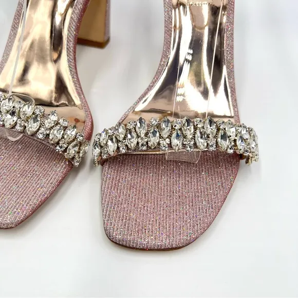 Badgley Mischka Womens Rose Harriet Block Heel Open Toe Dress Sandal Heels 7.5