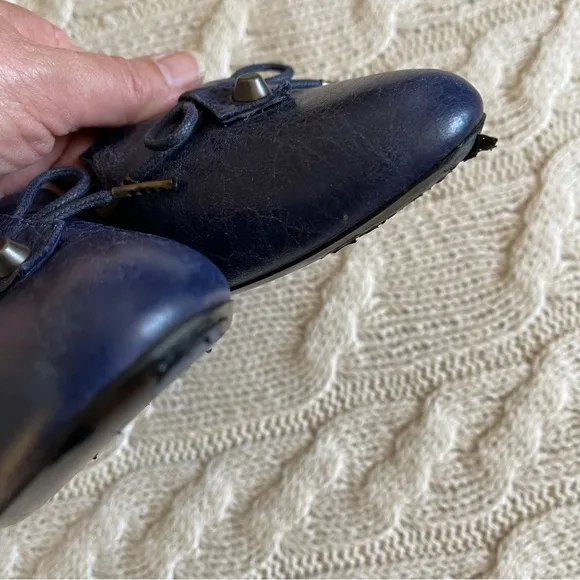 Balenciaga Paris Wedge Leather High Heel Blue Size EU 40